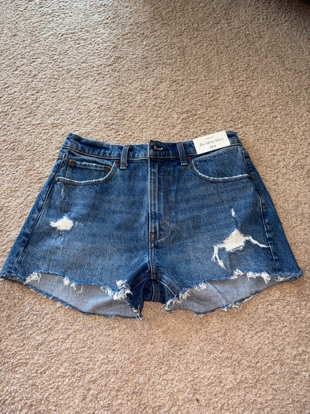 Abercrombie & Fitch Distressed Denim Cutoff Shorts - Dark Blue